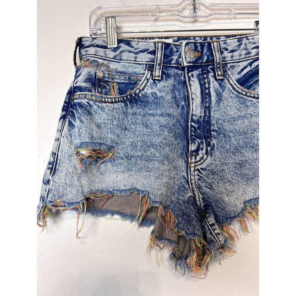 Anthropologie Pilcro Denim Fringe Distressed Cheeky Shorts - Picture 2 of 8